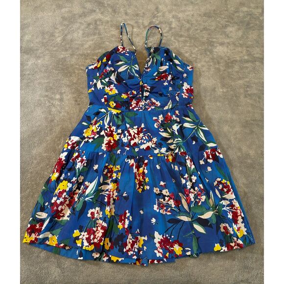 Anthropologie Emily Halterneck Mini Dress Tropical Keyhole Large - Picture 8 of 11